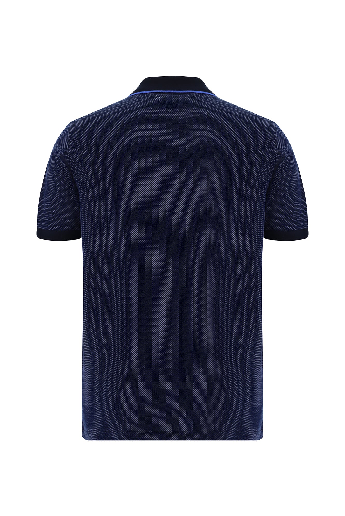 Çivit Mavisi Regular Fit Desenli Nakışlı Merserize Pamuk Polo Yaka T-shirt