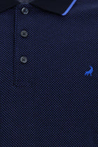 Çivit Mavisi Regular Fit Desenli Nakışlı Merserize Pamuk Polo Yaka T-shirt