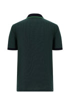Çimen Yeşili Regular Fit Desenli Nakışlı Merserize Pamuk Polo Yaka T-shirt