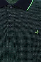 Çimen Yeşili Regular Fit Desenli Nakışlı Merserize Pamuk Polo Yaka T-shirt