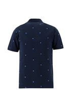 Koyu Lacivert Polo Yaka Regular Fit Pamuk Desenli T-shirt