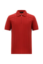 Açık Kırmızı Regular Fit Fermuarlı Desenli Merserize Pamuk Polo Yaka T-shirt