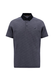 Orta Lacivert Regular Fit Desenli Nakışlı Merserize Pamuk Polo Yaka T-shirt