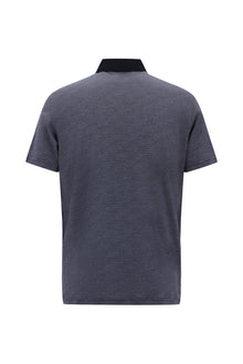 Orta Lacivert Regular Fit Desenli Nakışlı Merserize Pamuk Polo Yaka T-shirt
