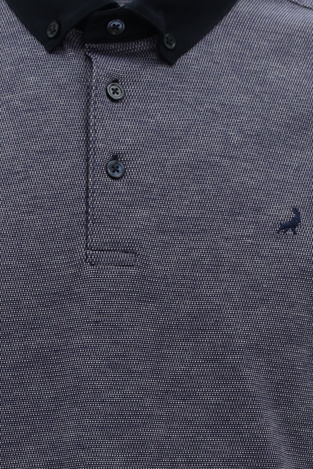 Orta Lacivert Regular Fit Desenli Nakışlı Merserize Pamuk Polo Yaka T-shirt
