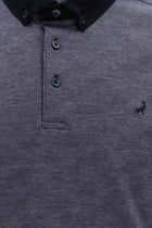 Orta Lacivert Regular Fit Desenli Nakışlı Merserize Pamuk Polo Yaka T-shirt
