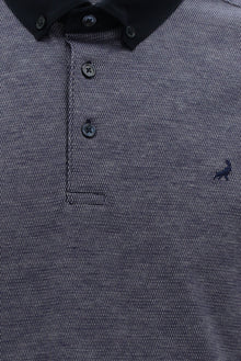 Orta Lacivert Regular Fit Desenli Nakışlı Merserize Pamuk Polo Yaka T-shirt