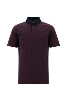 Koyu Lacivert Regular Fit Desenli Nakışlı Merserize Pamuk Polo Yaka T-shirt