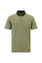 Orta Haki Regular Fit Desenli Nakışlı Merserize Pamuk Polo Yaka T-shirt