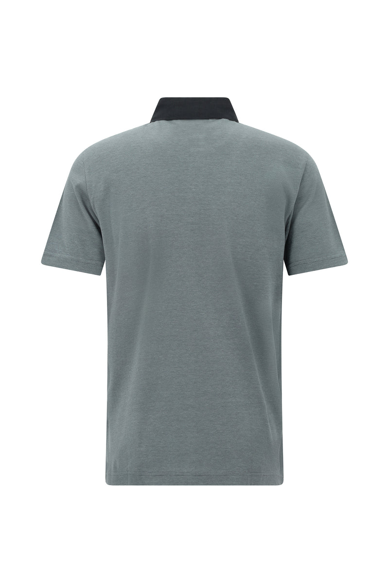 Aç?k Antrasit Regular Fit Desenli Nak??l? Merserize Pamuk Polo Yaka T-shirt-Abdullah Ki??l?