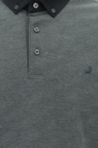 Orta Antrasit Regular Fit Desenli Nakışlı Merserize Pamuk Polo Yaka T-shirt