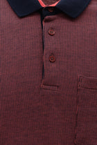 Kiremit Polo Yaka Regular Fit Desenli Pamuk T-shirt