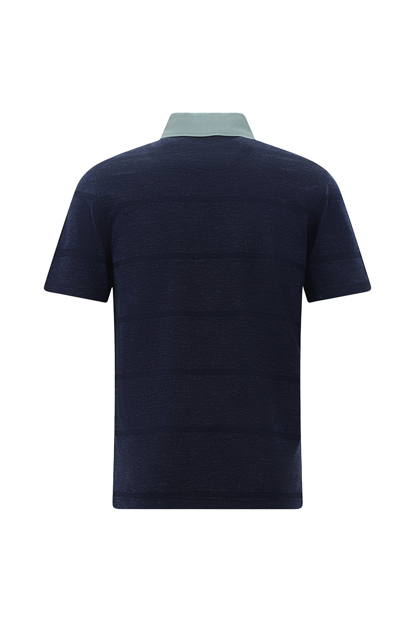 Orta Lacivert Melanj Polo Yaka Regular Fit Desenli Pamuklu T-shirt