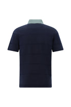 Orta Lacivert Melanj Polo Yaka Regular Fit Desenli Pamuklu T-shirt