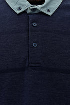 Orta Lacivert Melanj Polo Yaka Regular Fit Desenli Pamuklu T-shirt