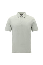 Açık Gri Regular Fit Desenli Nakışlı Pamuklu Keten Polo Yaka T-shirt