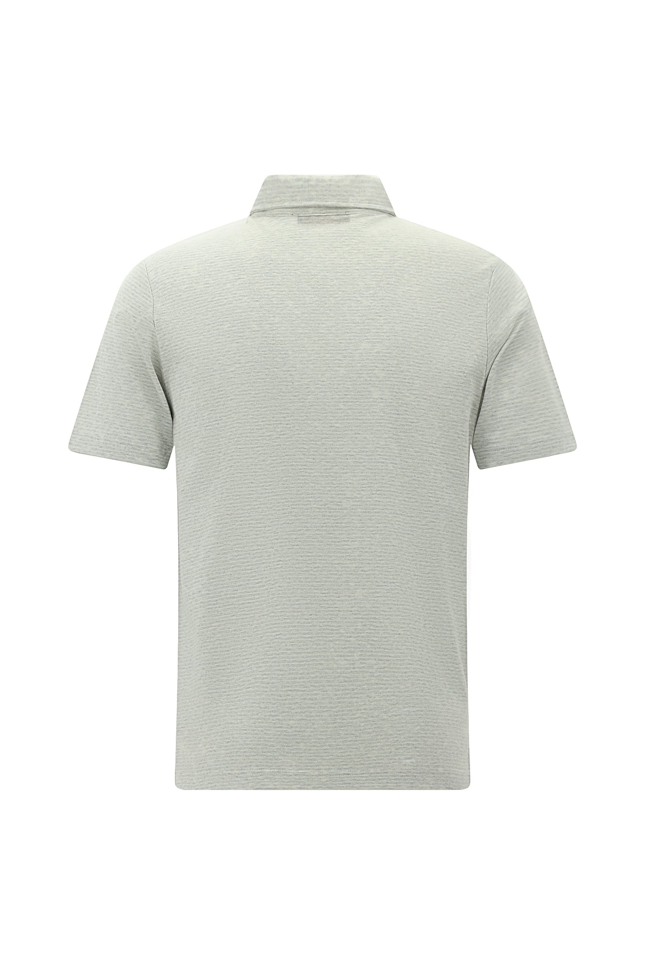Açık Gri Regular Fit Desenli Nakışlı Pamuklu Keten Polo Yaka T-shirt