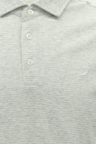 Açık Gri Regular Fit Desenli Nakışlı Pamuklu Keten Polo Yaka T-shirt