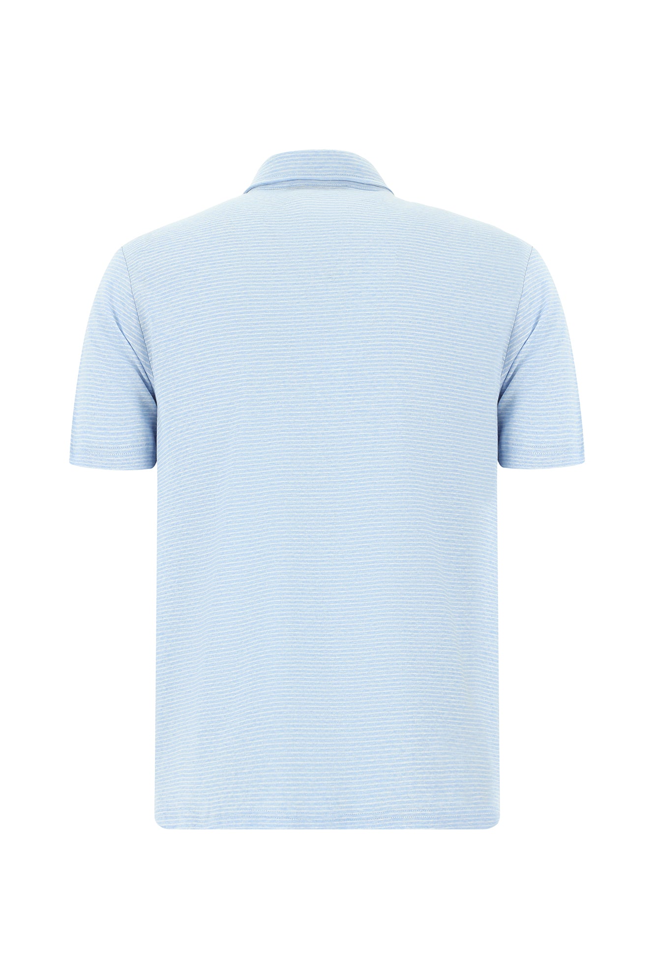 Açık Mavi Regular Fit Desenli Nakışlı Pamuklu Keten Polo Yaka T-shirt