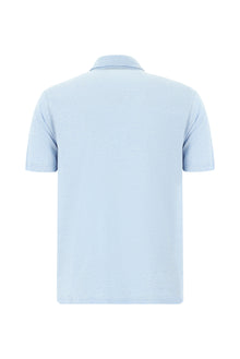Açık Mavi Regular Fit Desenli Nakışlı Pamuklu Keten Polo Yaka T-shirt