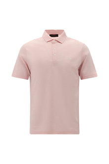 Orta Pembe Regular Fit Desenli Nakışlı Pamuklu Keten Polo Yaka T-shirt