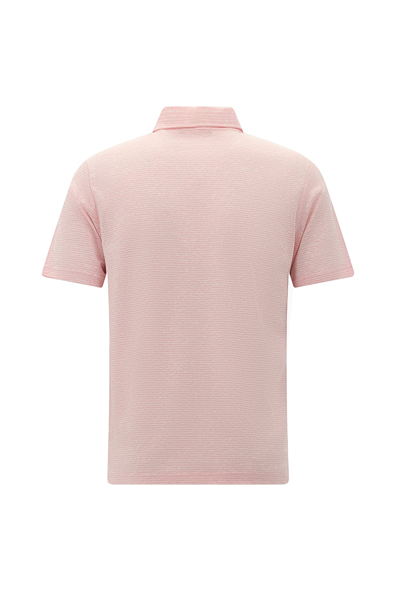 Orta Pembe Regular Fit Desenli Nakışlı Pamuklu Keten Polo Yaka T-shirt