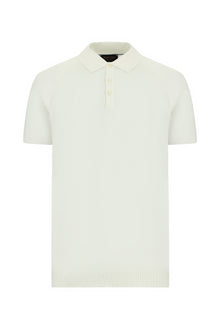 Kırık Beyaz Regular Fit Pamuklu Polo Yaka T-shirt