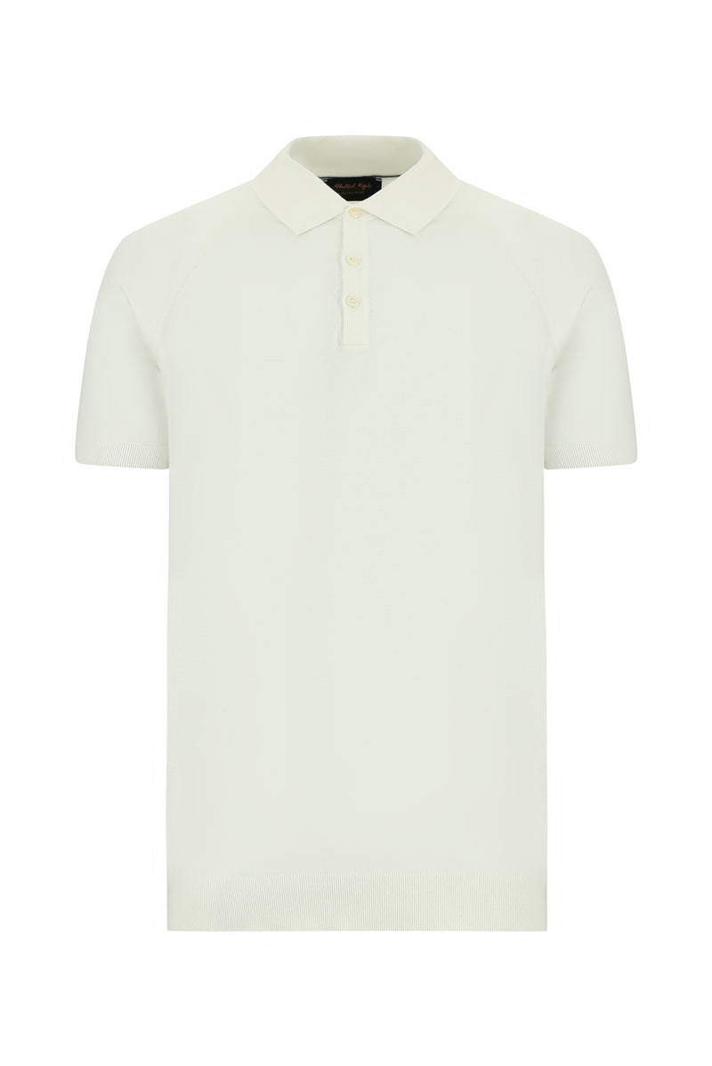 Kırık Beyaz Regular Fit Pamuklu Polo Yaka T-shirt
