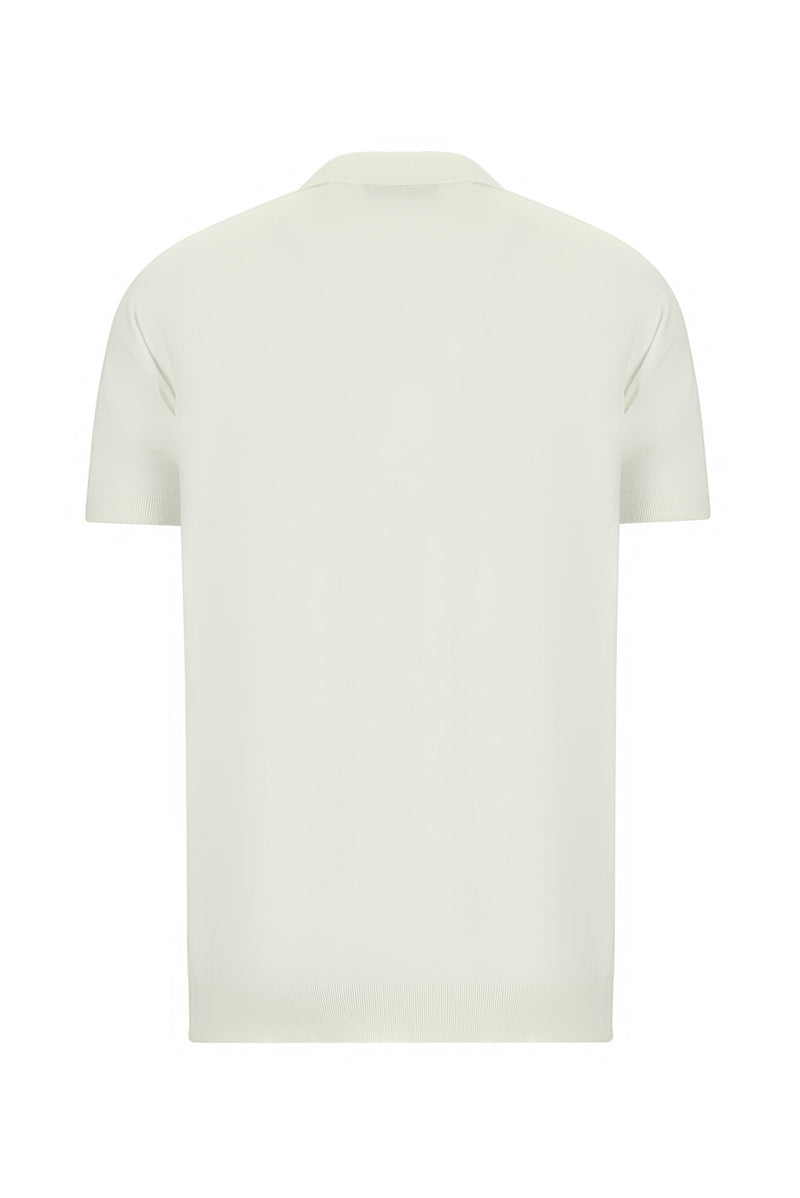 Kırık Beyaz Regular Fit Pamuklu Polo Yaka T-shirt