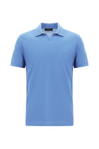 Mavi Polo Yaka Slim Fit Dar Kesim Desenli Nakışlı Merserize Pamuk T-shirt