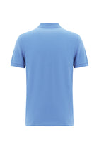 Mavi Polo Yaka Slim Fit Dar Kesim Desenli Nakışlı Merserize Pamuk T-shirt