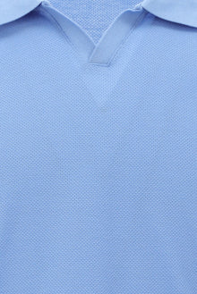 Mavi Polo Yaka Slim Fit Dar Kesim Desenli Nakışlı Merserize Pamuk T-shirt