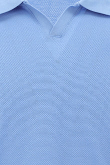 Mavi Polo Yaka Slim Fit Dar Kesim Desenli Nak??l? Merserize Pamuk T-shirt-Abdullah Ki??l?