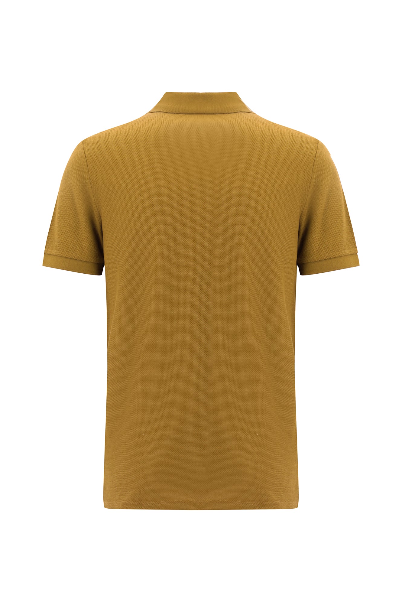 Koyu Bej Polo Yaka Slim Fit Dar Kesim Desenli Nakışlı Merserize Pamuk T-shirt