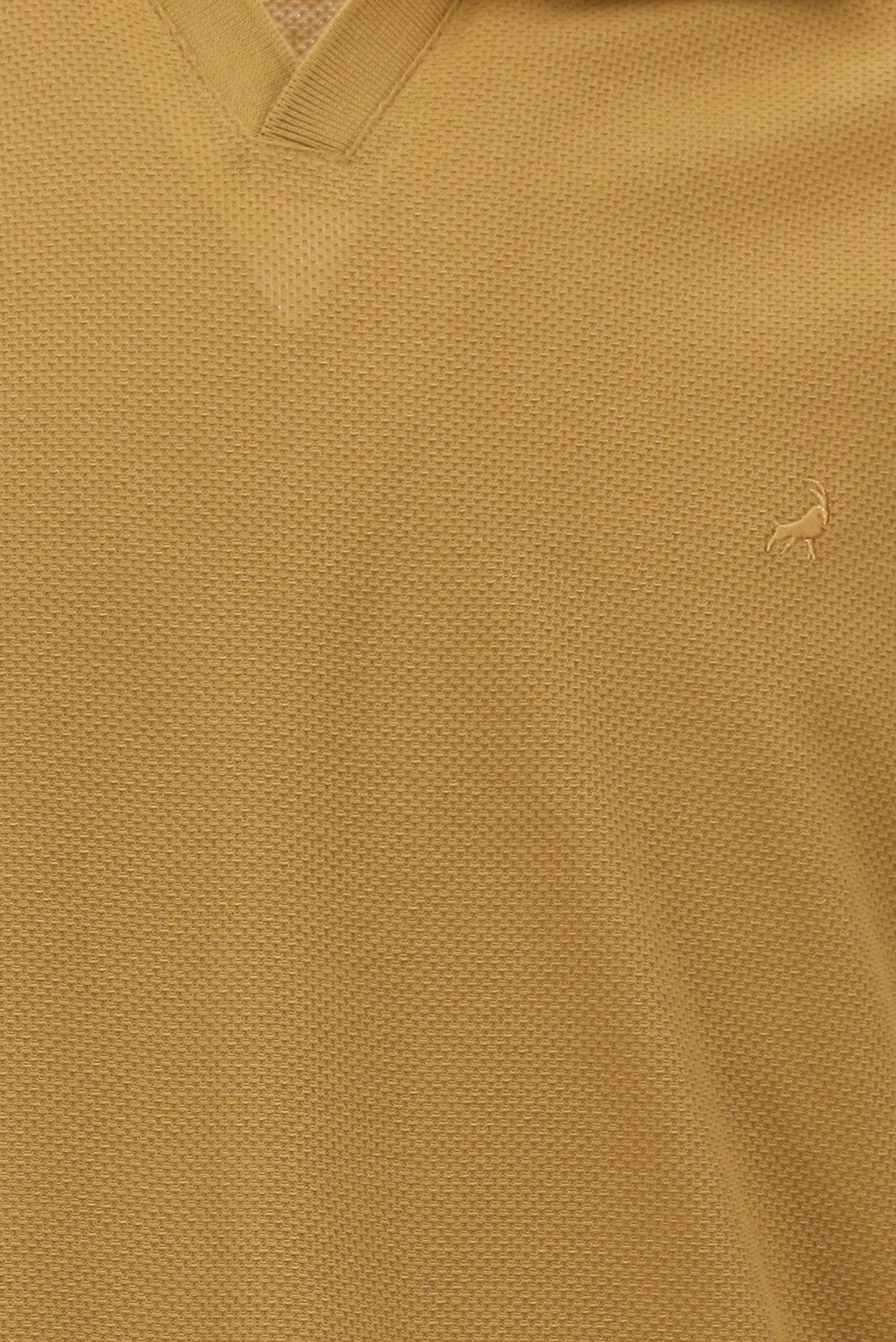 Koyu Bej Polo Yaka Slim Fit Dar Kesim Desenli Nakışlı Merserize Pamuk T-shirt