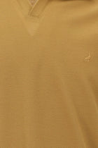 Koyu Bej Polo Yaka Slim Fit Dar Kesim Desenli Nakışlı Merserize Pamuk T-shirt
