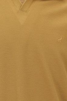 Koyu Bej Polo Yaka Slim Fit Dar Kesim Desenli Nakışlı Merserize Pamuk T-shirt
