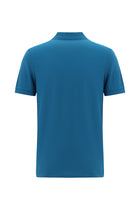 Açık Petrol Polo Yaka Slim Fit Dar Kesim Desenli Nakışlı Merserize Pamuk T-shirt