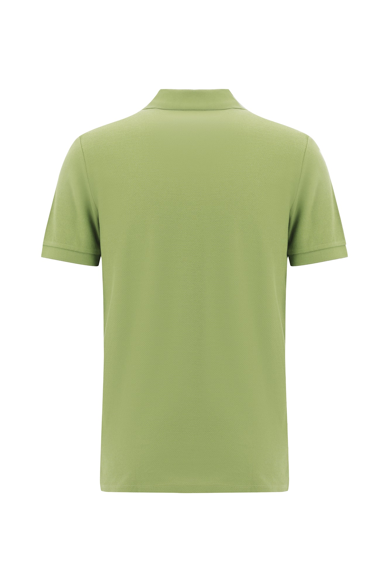 Çağla Yeşili Polo Yaka Slim Fit Dar Kesim Desenli Nakışlı Merserize Pamuk T-shirt