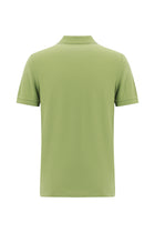 Çağla Yeşili Polo Yaka Slim Fit Dar Kesim Desenli Nakışlı Merserize Pamuk T-shirt