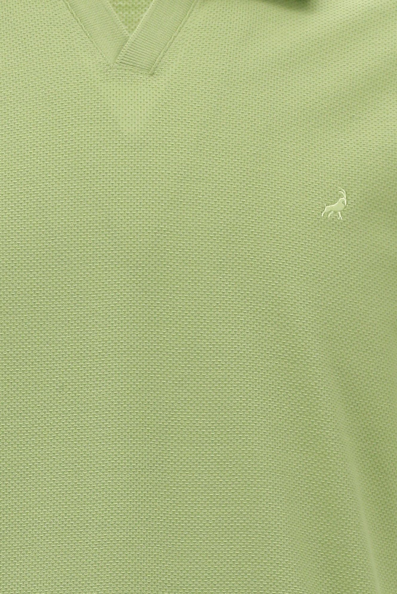 Çağla Yeşili Polo Yaka Slim Fit Dar Kesim Desenli Nakışlı Merserize Pamuk T-shirt