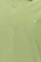 Çağla Yeşili Polo Yaka Slim Fit Dar Kesim Desenli Nakışlı Merserize Pamuk T-shirt