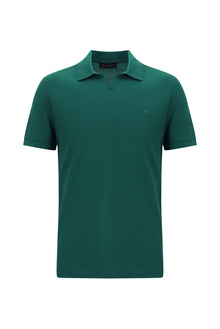 Nefti Polo Yaka Slim Fit Dar Kesim Desenli Nakışlı Merserize Pamuk T-shirt