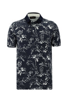 Orta Lacivert Polo Yaka Slim Fit Dar Kesim Desenli Pamuk T-shirt-Abdullah Ki??l?