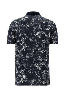 Orta Lacivert Polo Yaka Slim Fit Dar Kesim Desenli Pamuk T-shirt-Abdullah Ki??l?
