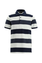 Koyu Lacivert Slim Fit Dar Kesim Çizgili Pamuklu Polo Yaka T-shirt