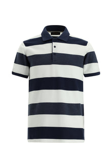 Koyu Lacivert Slim Fit Dar Kesim Çizgili Pamuklu Polo Yaka T-shirt