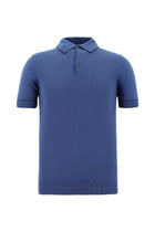 Havacı Mavi Polo Yaka Slim Fit Dar Kesim Desenli  Pamuklu T-shirt