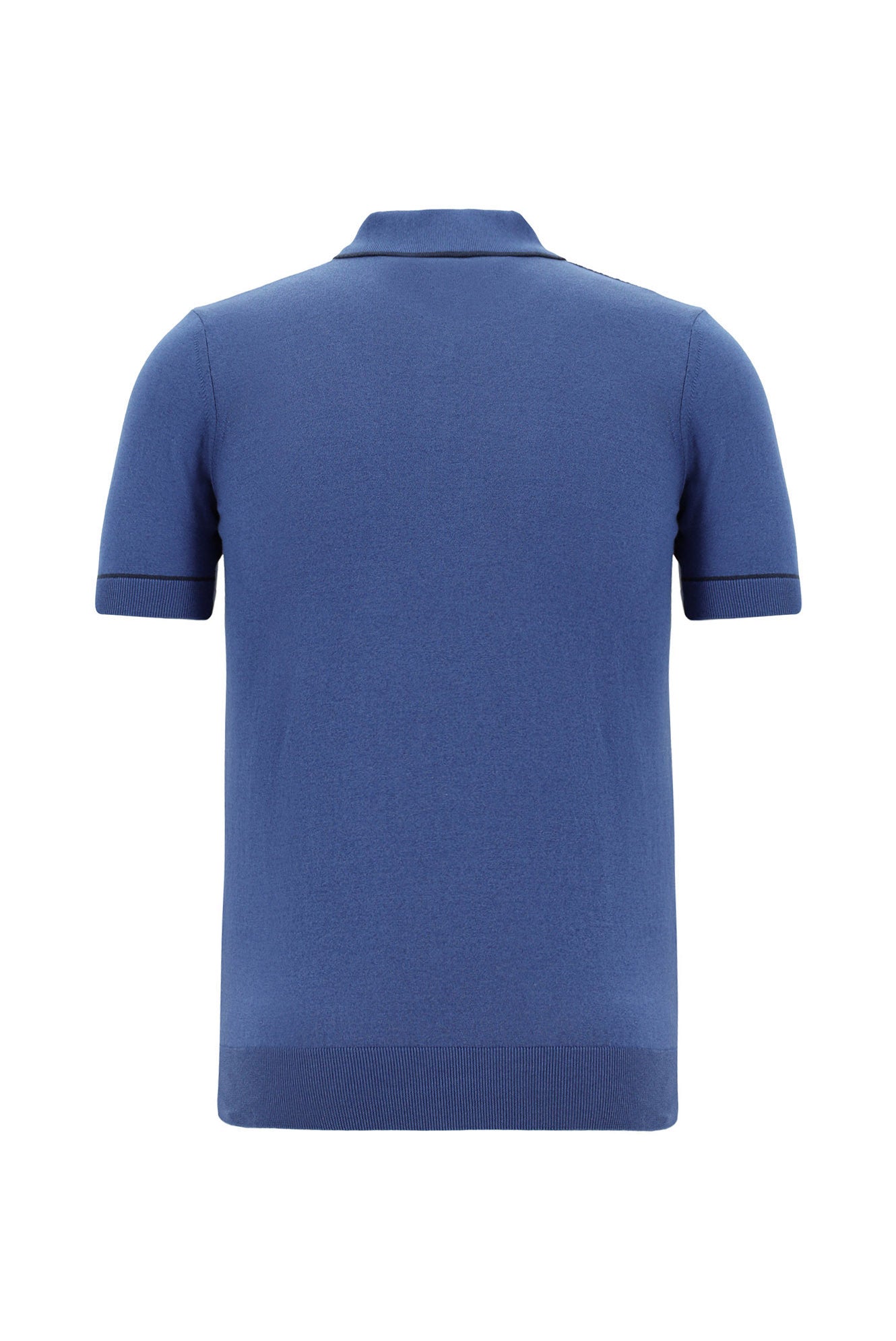 Havacı Mavi Polo Yaka Slim Fit Dar Kesim Desenli  Pamuklu T-shirt