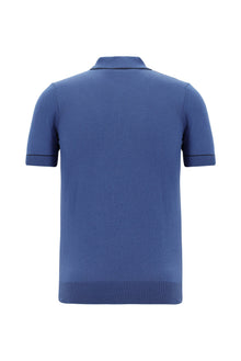 Havacı Mavi Polo Yaka Slim Fit Dar Kesim Desenli  Pamuklu T-shirt
